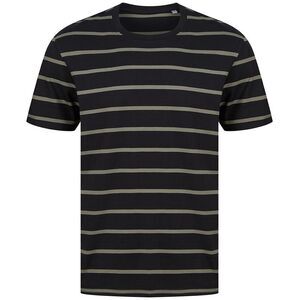 Front Row Unisex Adult Striped T-Shirt / Black/Khaki